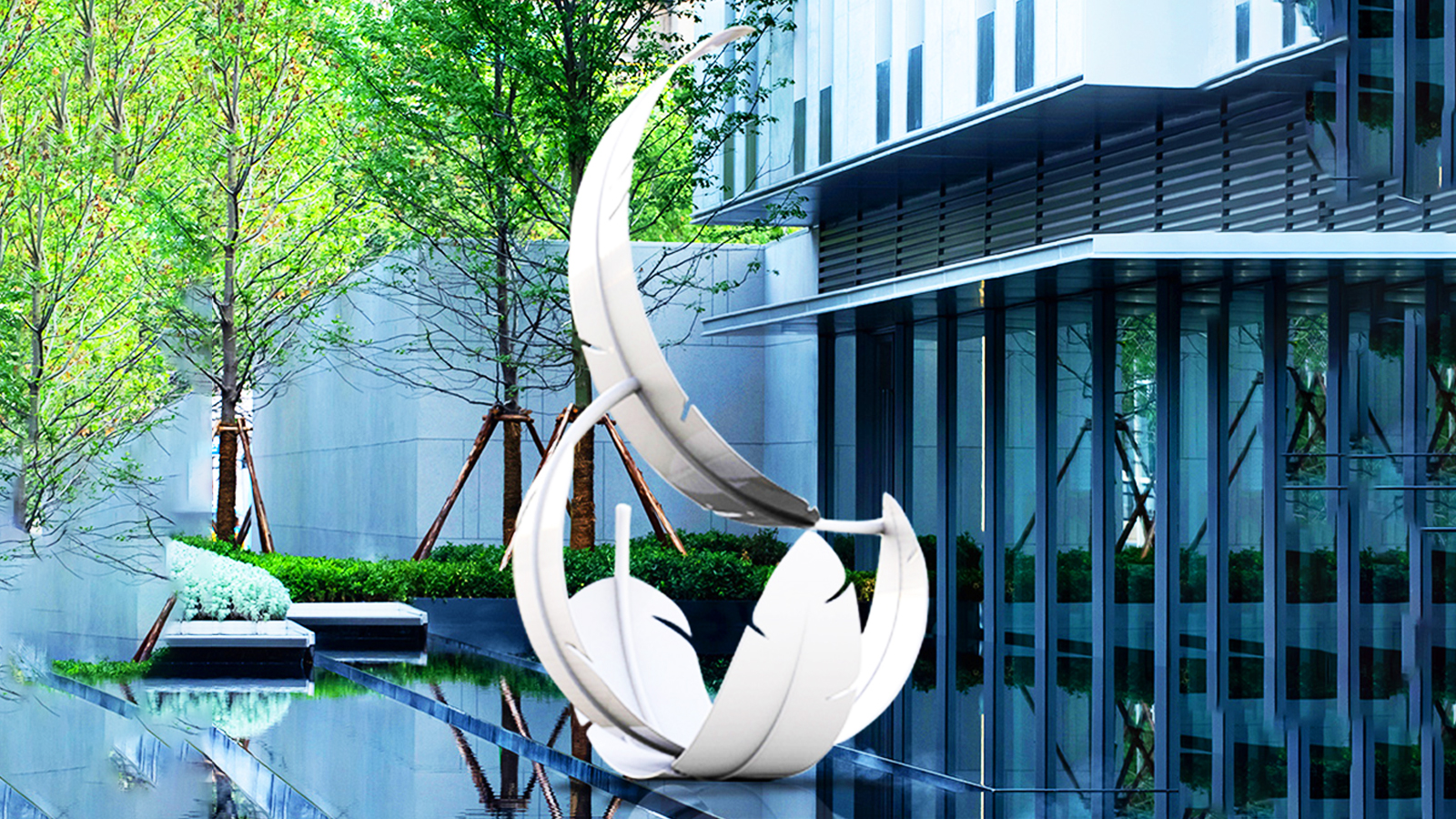 Large outdoor stainless steel deer sculpture