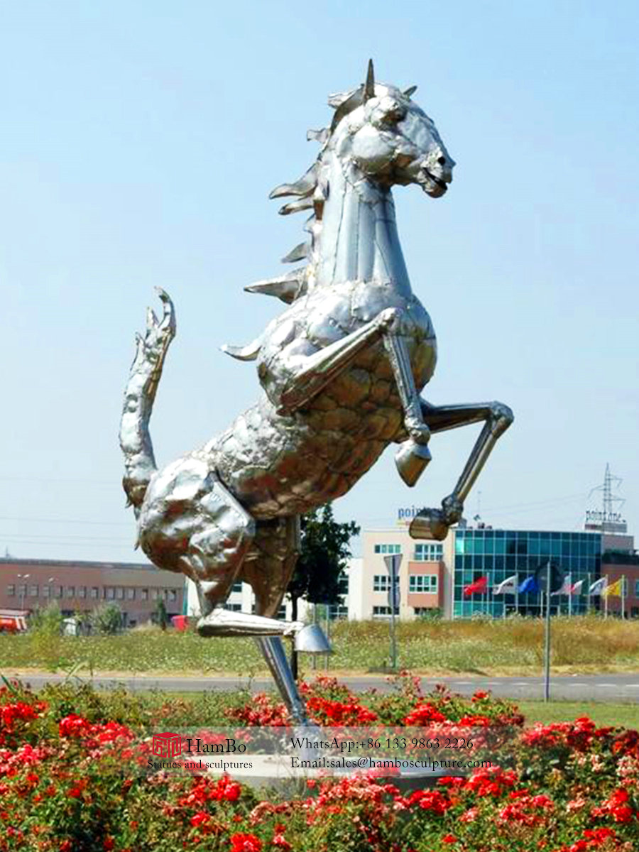 Large stainless steel flying horse sculpture custom