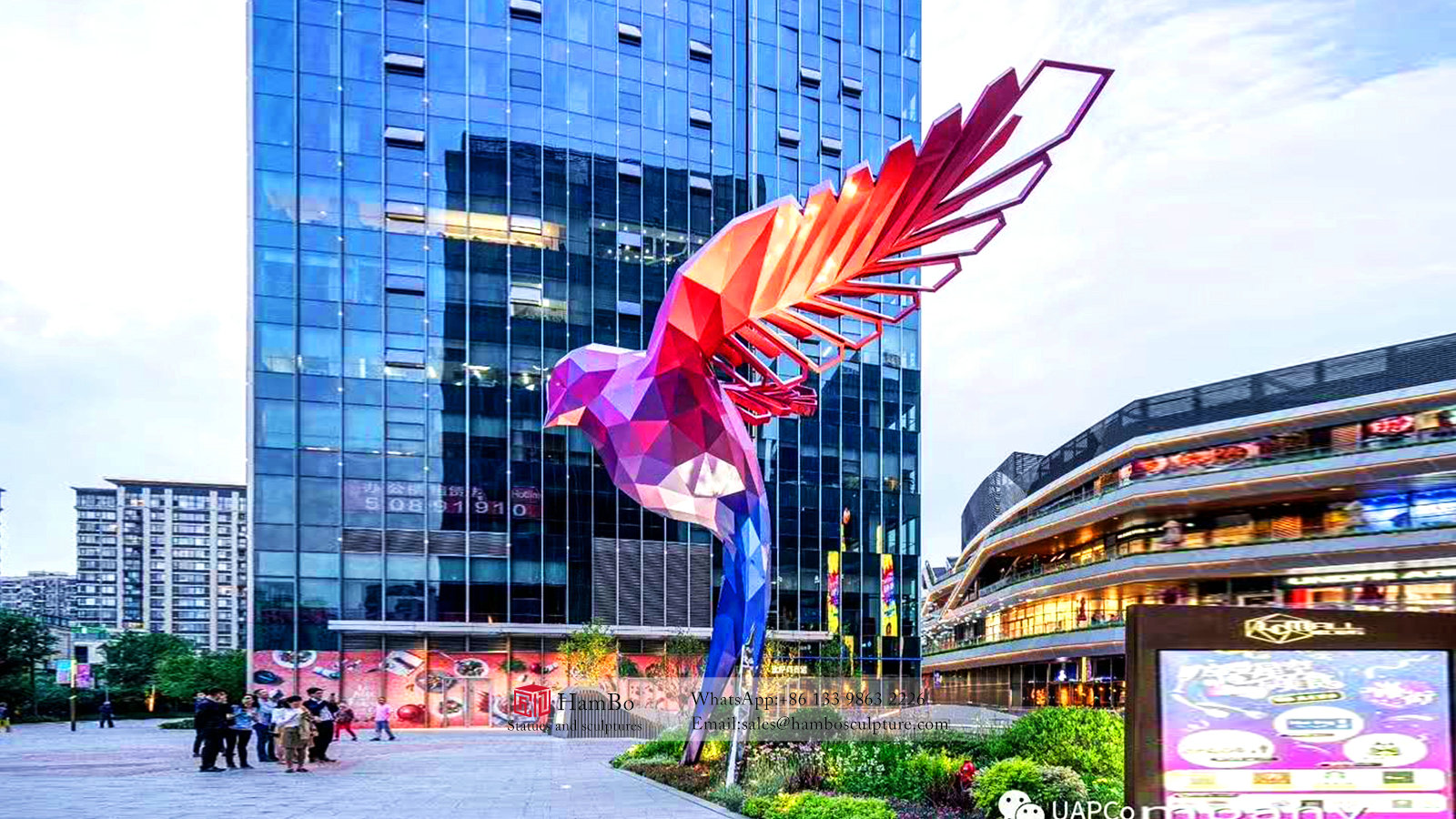 Large stainless steel flying horse sculpture custom