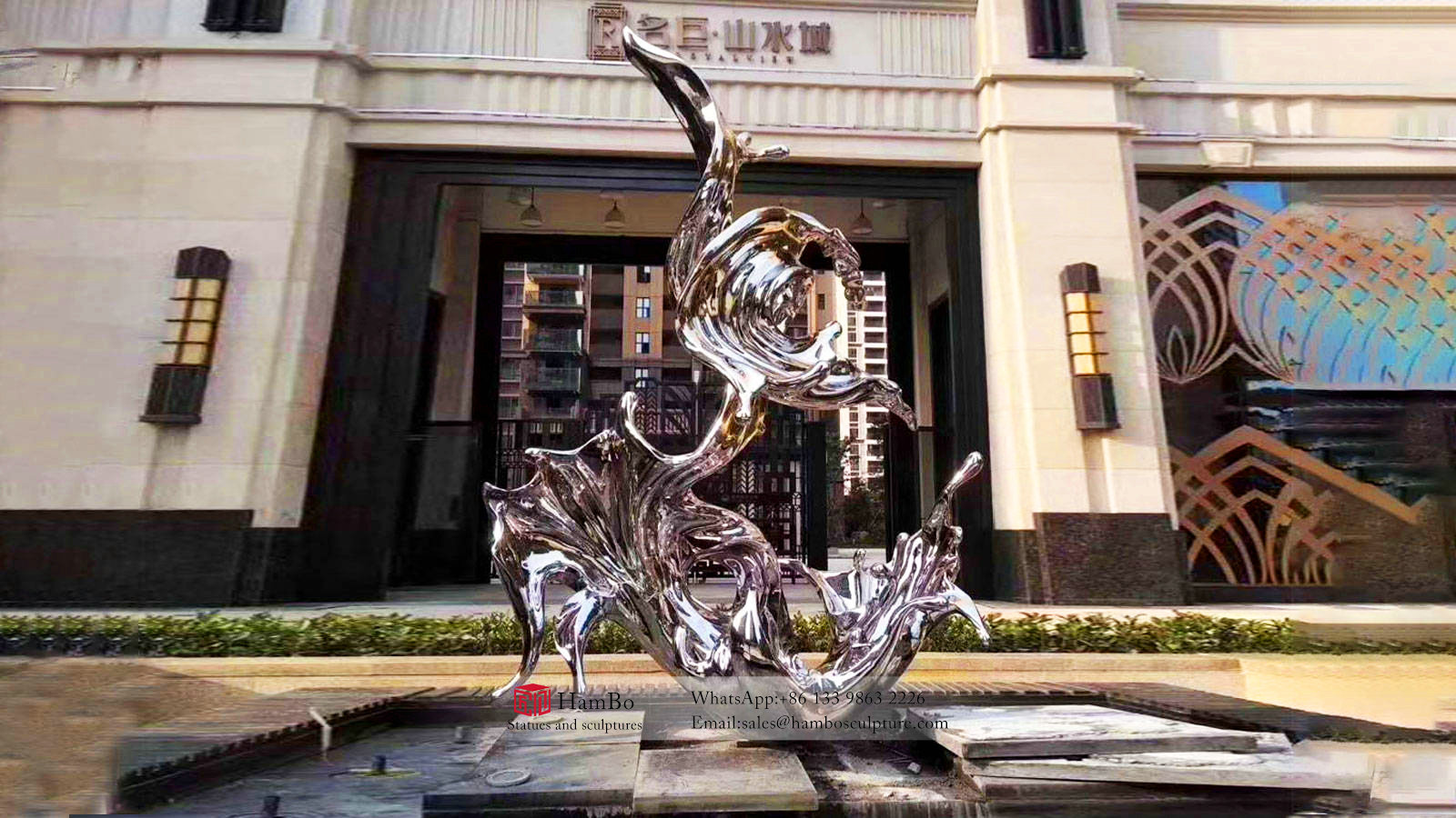 Outdoor stainless steel dandelion sculpture