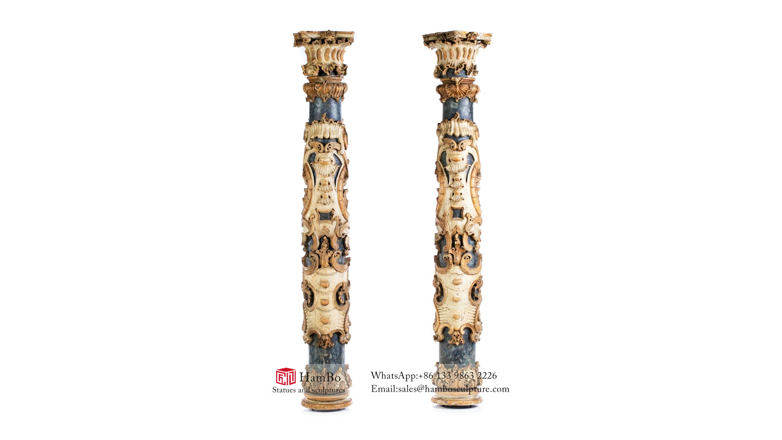 Square stone carving pattern Roman column sculpture manufacturers