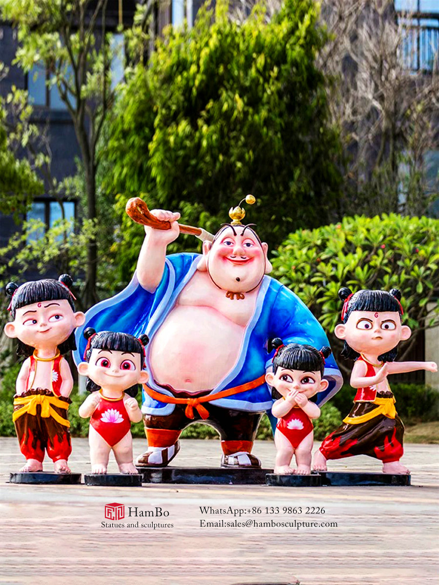 Outdoor FRP animation Nezha sculpture custom manufacturers