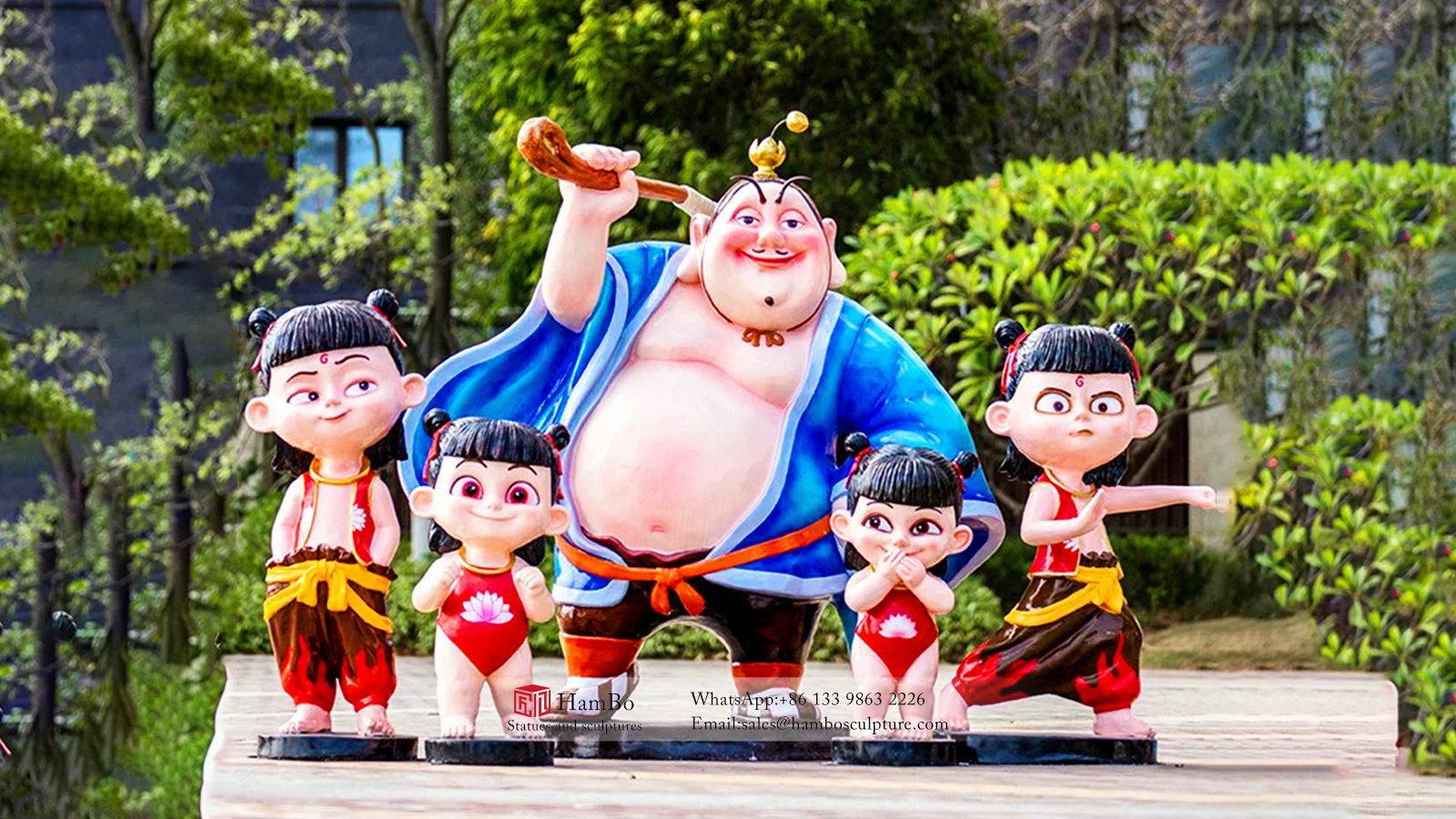 Outdoor FRP animation Nezha sculpture custom manufacturers