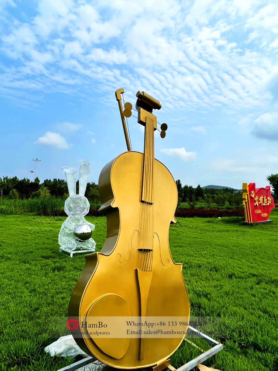Outdoor stainless steel guitar sculpture manufacturer