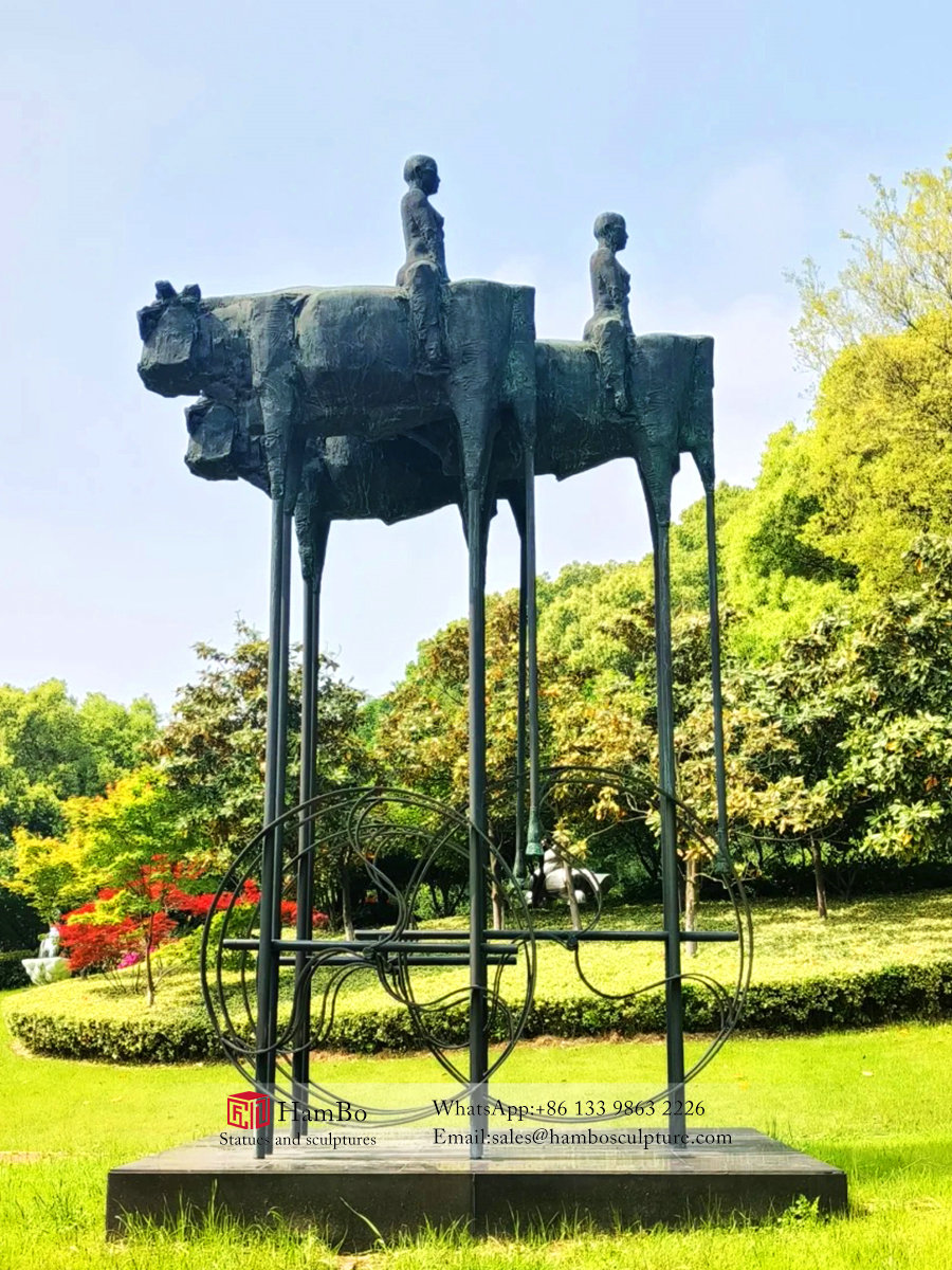 Park stone bronze combined with creative sculpture manufacturers