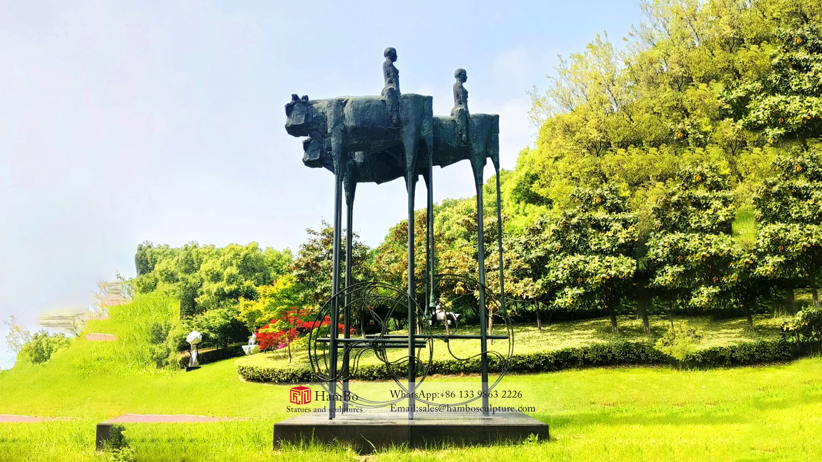 Park stone bronze combined with creative sculpture manufacturers